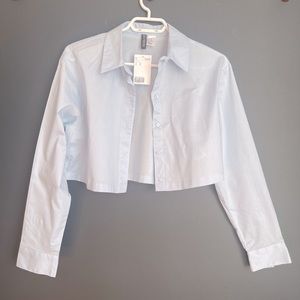 H&M Cropped Light Blue Button Down Shirt, Never Worn, Size XS